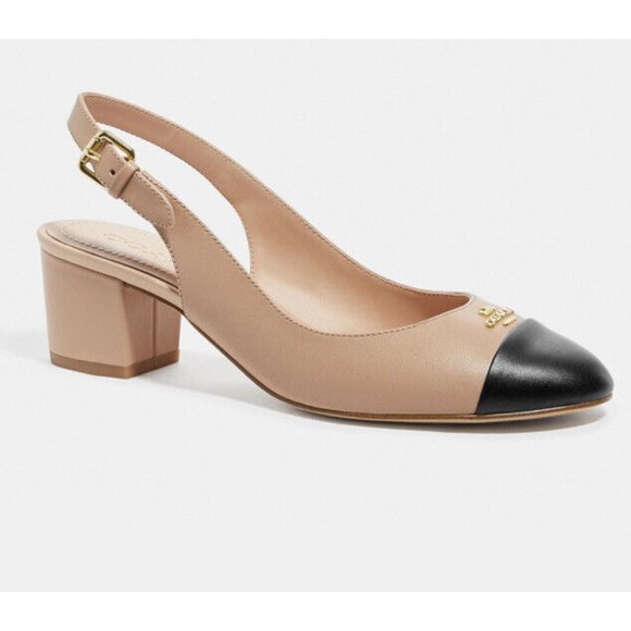 NIB Coach Erica Leather Slingbacks Beechwood & Black FG4250 - Size 11 $228 - Picture 1 of 9